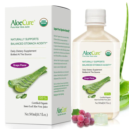 AloeCure USDA Organic Aloe Vera Juice Grape Flavor
